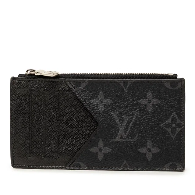 Black Louis Vuitton Monogram Eclipse Taigarama Coin Card Holder in Black Canvas from Designer Revival
