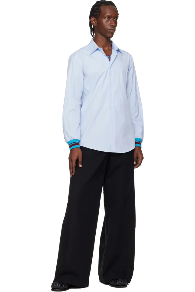 Dries Van Noten Blue Poplin Shirt, photo 4 of 4 from SSENSE