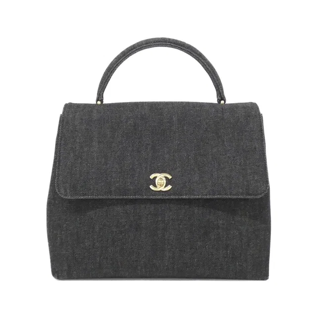 Chanel Vintage Bag Handbag Black in Black Denim from The Reluxe