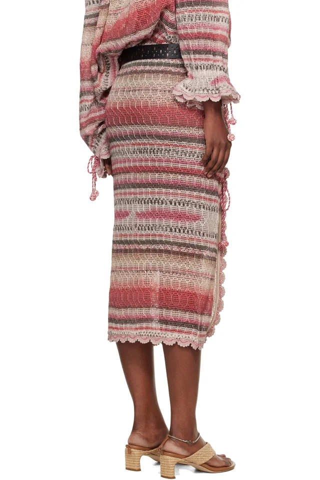 Isabel Marant Pink Noryane Cotton Sunrise Net Midi Skirt, photo 3 of 5 from SSENSE
