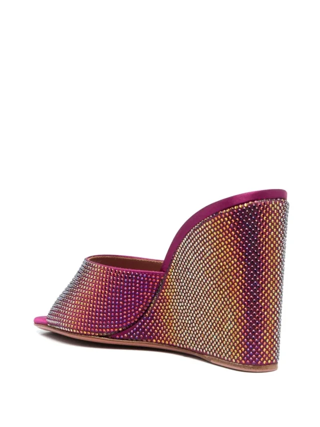 Amina Muaddi Lupita Crystal Wedge Sandals, photo 3 of 4 from Balardi