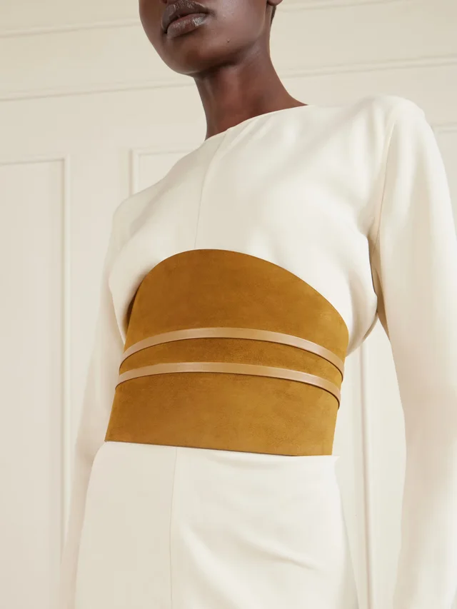 DÉHANCHE Undone leather-trimmed suede waist belt in Brown, photo 2 of 2 from NET-A-PORTER (Canada)