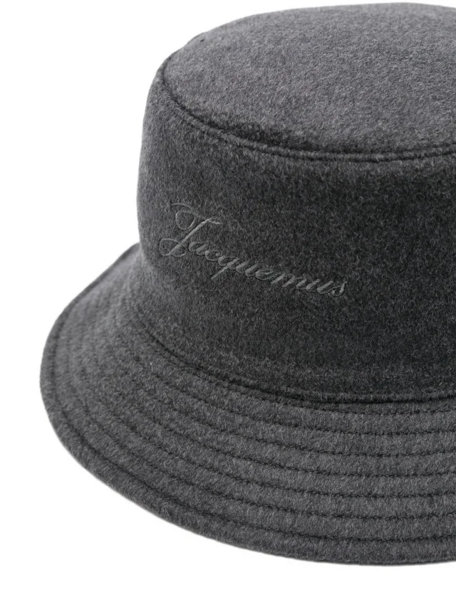 Jacquemus logo-embroidered bucket hat in Grey, photo 3 of 3 from FARFETCH