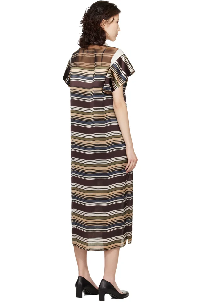 sacai Multicolor Horizontal Stripe Midi Dress, photo 3 of 4 from SSENSE