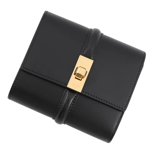 Celine 16 Seize Small Trifold Wallet Black10F523 Leather in Leather from GALLERY RARE