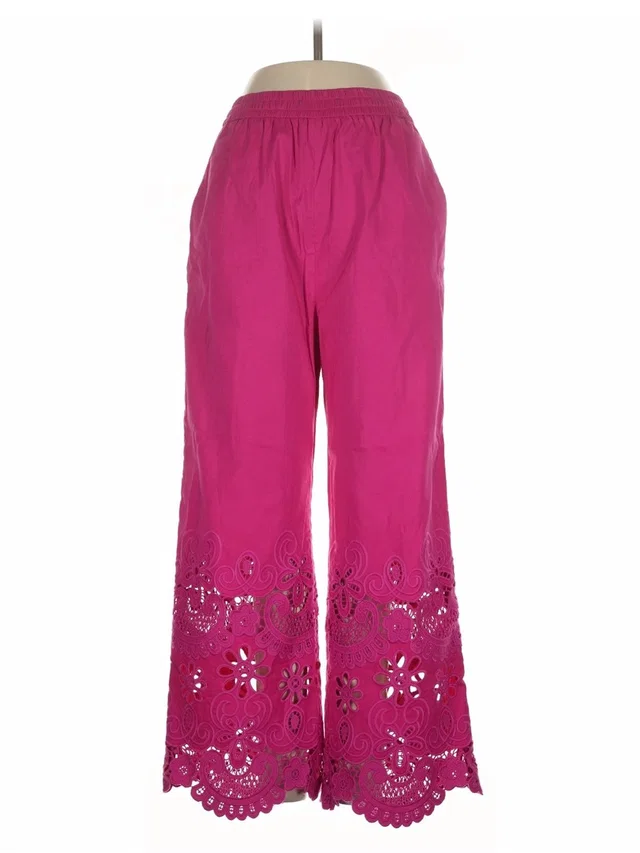 Valentino Garavani Fuchsia Wide-Leg Embroidered Cutwork Pants in pink from Poshmark