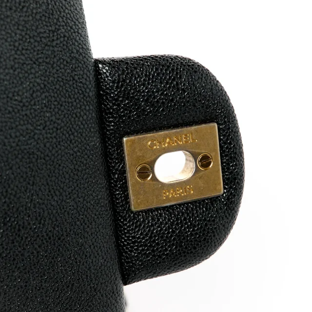 Chanel Caviar Quilted Mini Top Handle Rectangular Flap Black in Black Caviar leather from FASHIONPHILE, photo 7 of 12