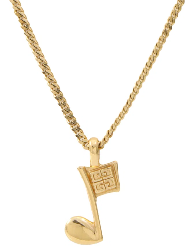 Givenchy Logo Notebook Motif Necklace Gold in Gold from VINTAGE QOO TOKYO