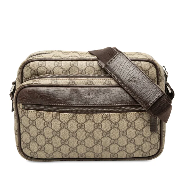 Beige Gucci GG Supreme Crossbody in Beige Coated canvas from Designer Revival