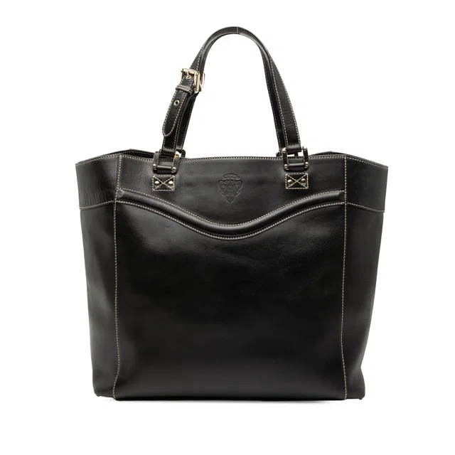 Black Gucci Leather Hysteria Crest Tote in Black Leather from Designer Revival