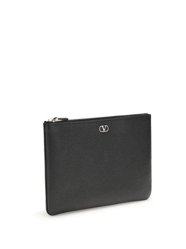 Valentino Garavani Calf Leather Pouch — Black Wallet in Black Calfskin from HEWI