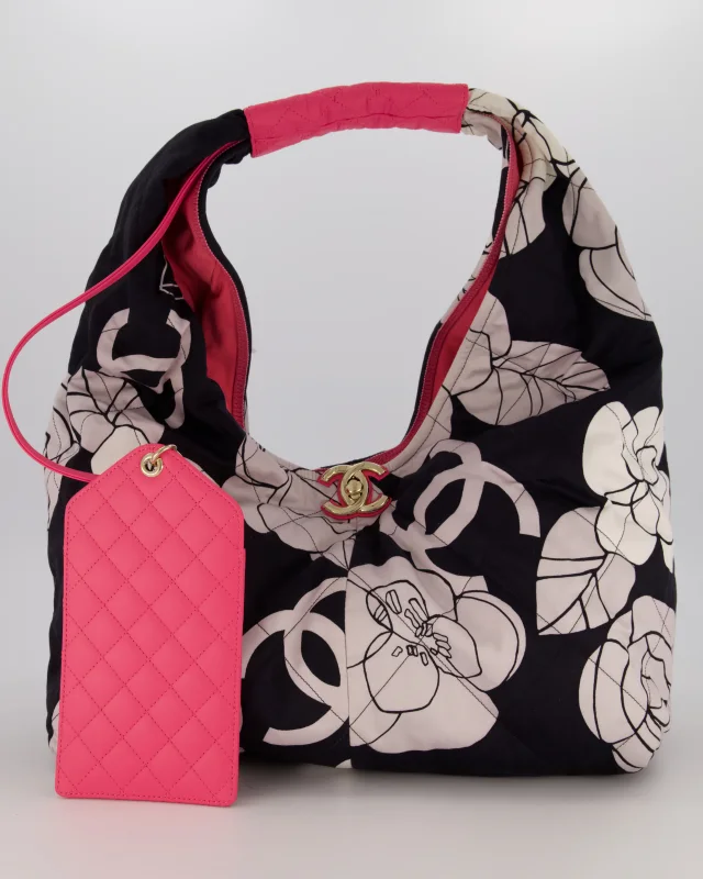 Chanel and White Camellia Large Hobo Bag in Black from Sellier, photo 1 of 1