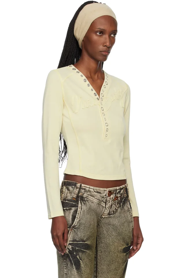 Miss Sixty Yellow KNWLS Edition Logo Patchwork Top, photo 2 of 4 from SSENSE