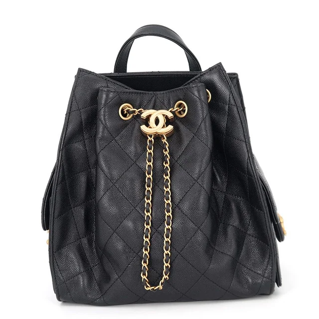 Chanel Backpack 25 Quilted CC Logo Caviar Leather in Caviar leather from The Reluxe