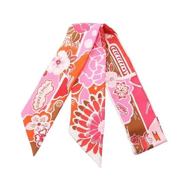 Hermès Scarf Twilly Bingata Red Silk in Red Silk from The Reluxe