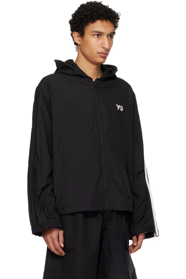 Y-3 Black Nylon Wired 3 Stripes Track Jacket, photo 2 of 4 from SSENSE
