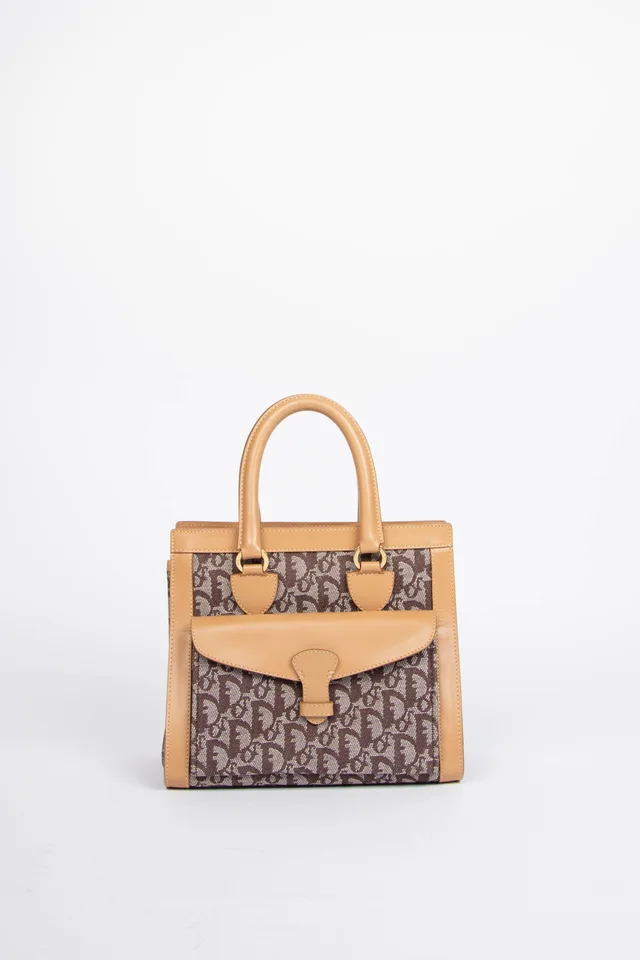 Dior Vintage Brown Monogram Tote Bag in Brown Coated canvas from Break Archive