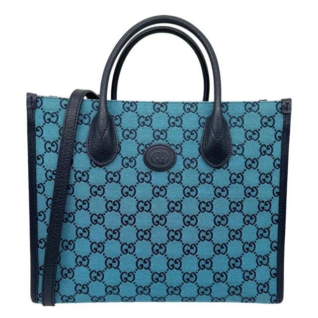 Gucci Interlocking GG Supreme Canvas Tote Bag Blue 659983 in Blue Canvas from Dallas Designer Handbags