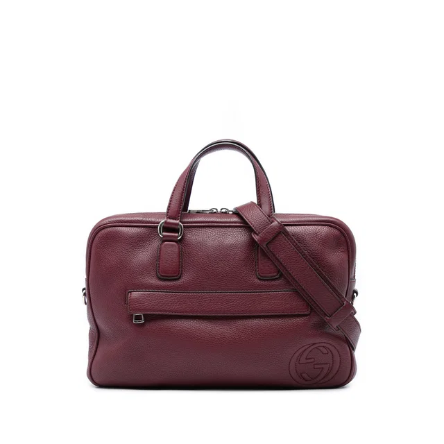 Red Gucci Calfskin Soho Briefcase Business Bag in Red Calfskin from Designer Revival