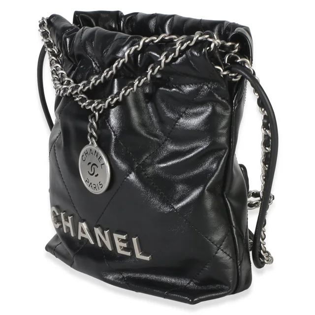 Black Quilted Calfskin Chanel 22 Mini Hobo in Black Calfskin from myGemma, photo 2 of 2