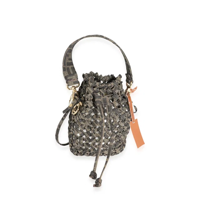 Fendi Brown Jacquard Interlace Canvas Mini Mon Tresor Handbag in Brown Canvas from HEWI