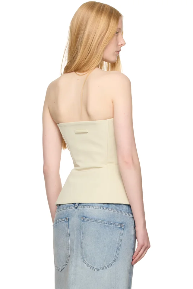 Jean Paul Gaultier SSENSE Exclusive Beige Topstitching Corset Top, photo 3 of 4 from SSENSE