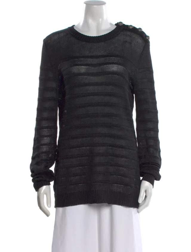 Balmain Linen Striped Sweater in black from The RealReal
