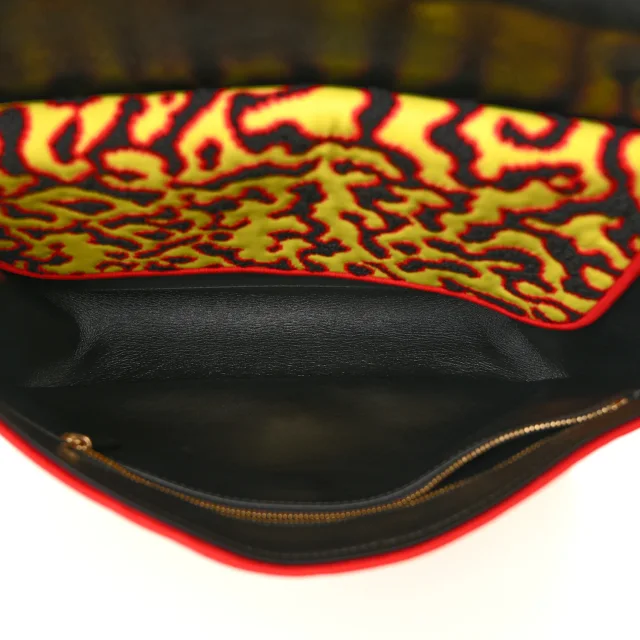 Chanel Fibers Magma Maxi Flap Yellow Black Red in Black Tweed from FASHIONPHILE, photo 5 of 11