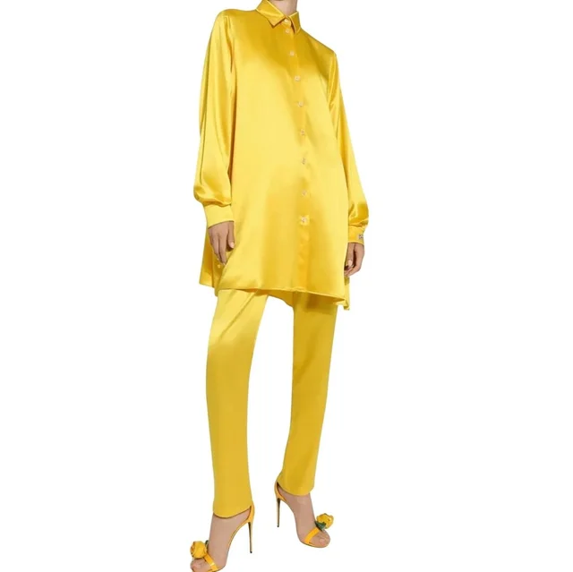 Dolce & Gabbana Silk Satin Ladies Summer Pantsuit It 36 90s Style 2-Piece in yellow Satin from Poshmark