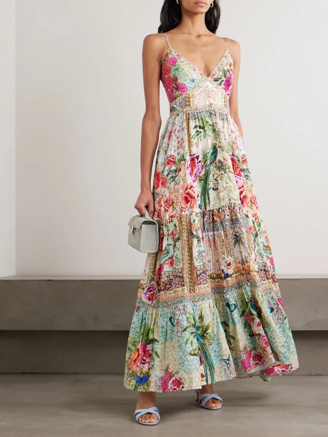 CAMILLA Crystal-embellished tiered floral-print linen maxi dress, photo 2 of 2 from NET-A-PORTER (Canada)