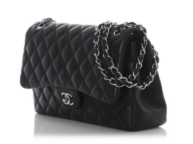 Chanel Jumbo Black Quilted Lambskin Classic Double Flap in Black Lambskin from Ann's Fabulous Finds, photo 4 of 10