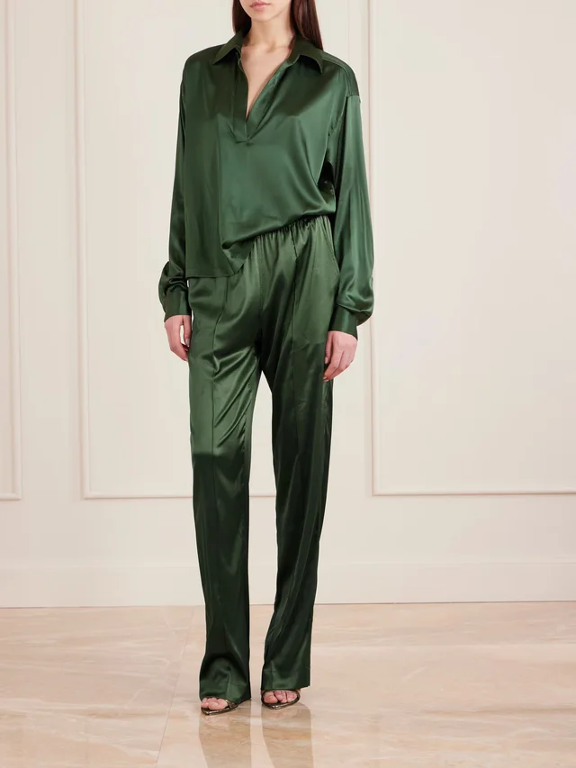 TOM FORD Silk-blend satin pants in Green, photo 2 of 2 from NET-A-PORTER (Canada)