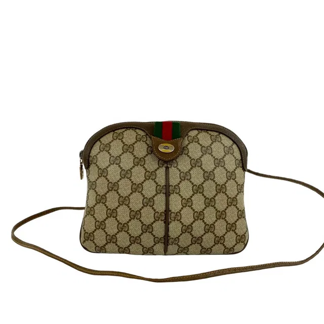 Beige Gucci GG Supreme Web Crossbody in Beige Coated canvas from Designer Revival