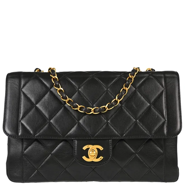 Chanel 1994-1996 Black Lambskin Single Flap Shoulder Bag in Black Lambskin from AMORE Vintage Tokyo