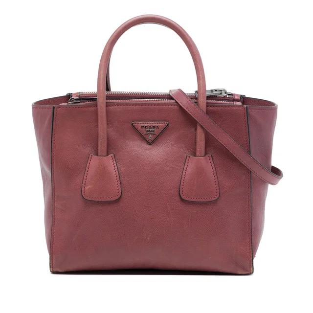 Pink Prada Glace Calf Twin Pocket Satchel in Pink Leather from Designer Revival