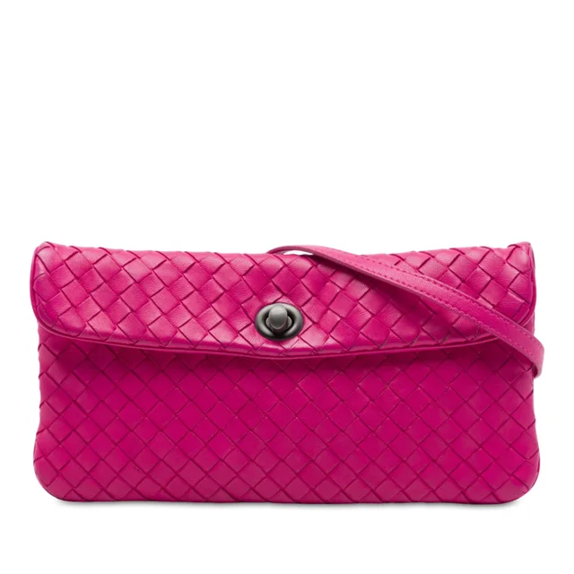 Pink Bottega Veneta Mini Nappa Intrecciato Turn Lock Crossbody in Pink Nappa leather from Designer Revival, photo 1 of 1