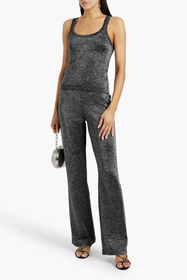 Missoni Metallic Crochet-Knit Flared Pants in Silver, photo 2 of 4 from THE OUTNET