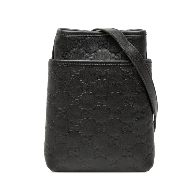 Black Gucci Guccissima Crossbody in Black Leather from Designer Revival