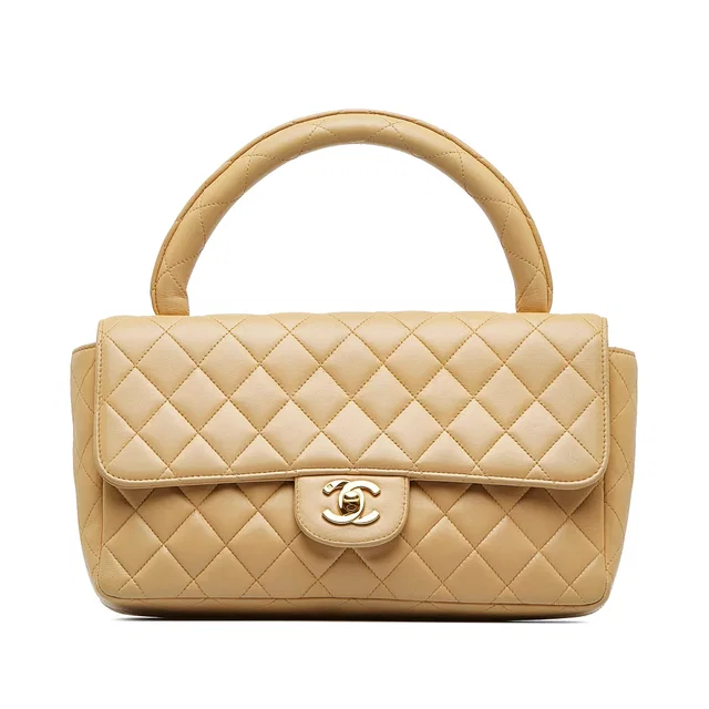 Brown Chanel Medium Kelly Parent Top Handle Bag in Brown Lambskin from Designer Revival