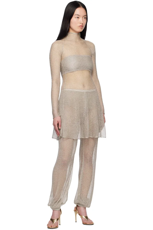ALAÏA Silver Mesh Knit Midi Dress, photo 5 of 5 from SSENSE
