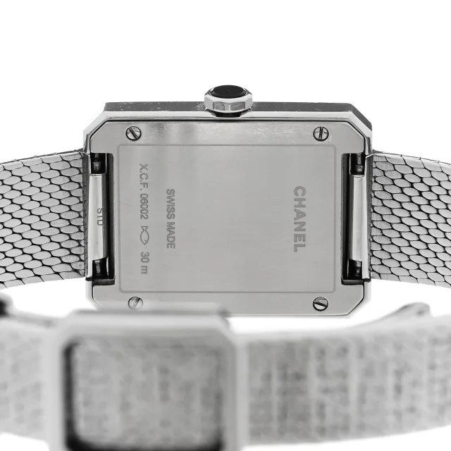 Chanel Stainless Steel Diamond Bezel 21mm Boy-Friend Tweed Quartz Watch Black in Black Tweed from FASHIONPHILE, photo 4 of 4