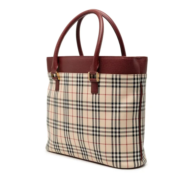 Beige Burberry House Check Canvas Tote in Beige Canvas from Designer Revival, photo 2 of 6