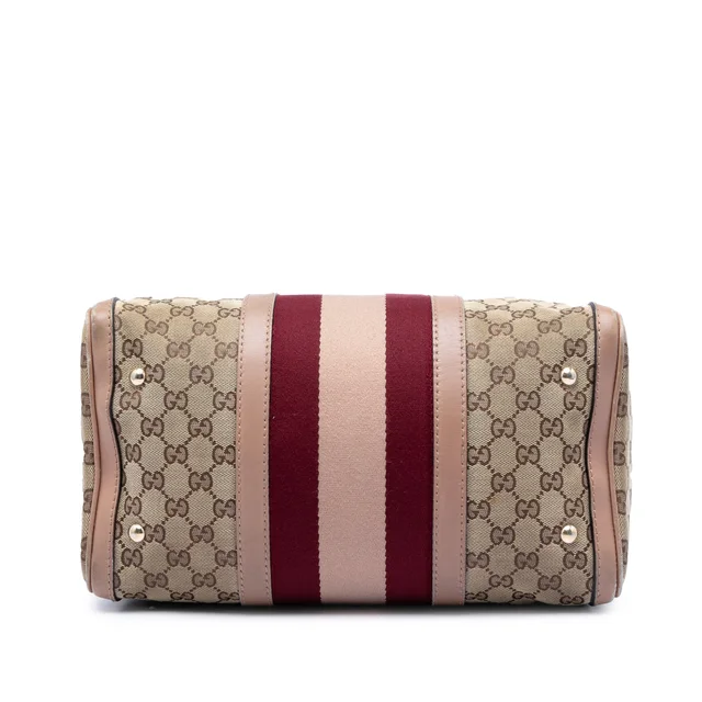 Beige Gucci Medium GG Canvas Web Joy Boston Bag Satchel in Beige Canvas from Designer Revival, photo 2 of 2