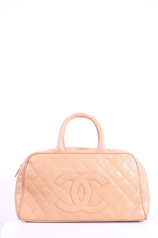 Chanel Bowling Bag Beige in Beige Caviar leather from Luxury Promise