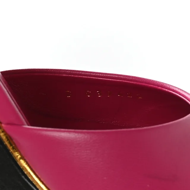 Chanel Cap Toe Open Wedge Pumps 40 Fuchsia Black in Black Lambskin from FASHIONPHILE, photo 8 of 9