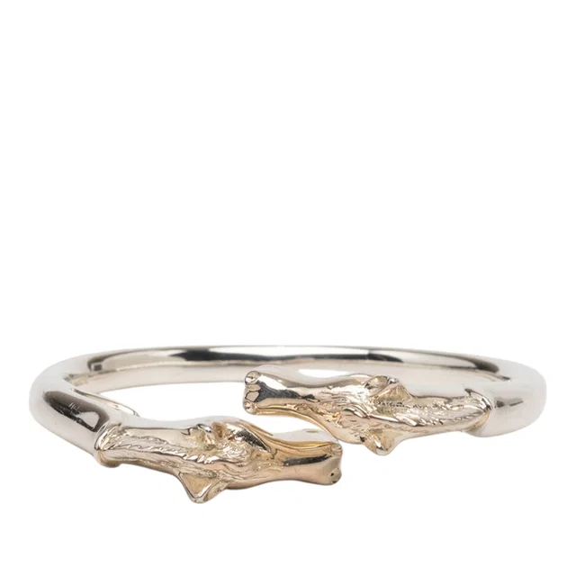 Silver Hermès Palladium Plated Ravinet d Enfert Double Horse Head Bracelet in Silver from Designer Revival