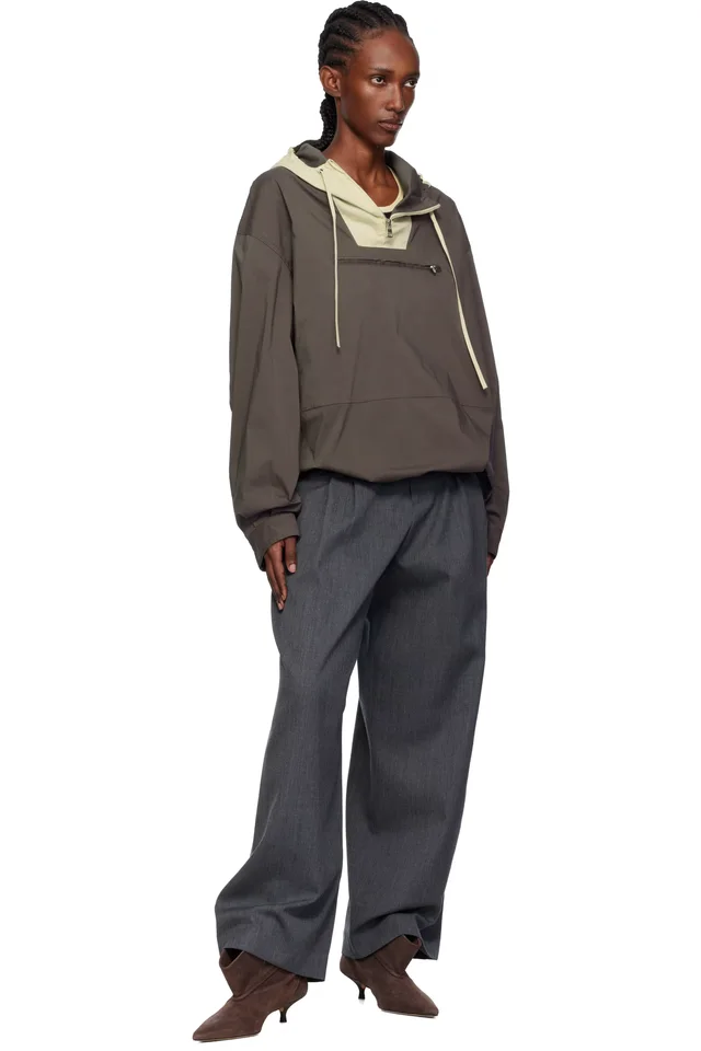 JW Anderson Gray Contrast Hood Anorak, photo 4 of 4 from SSENSE