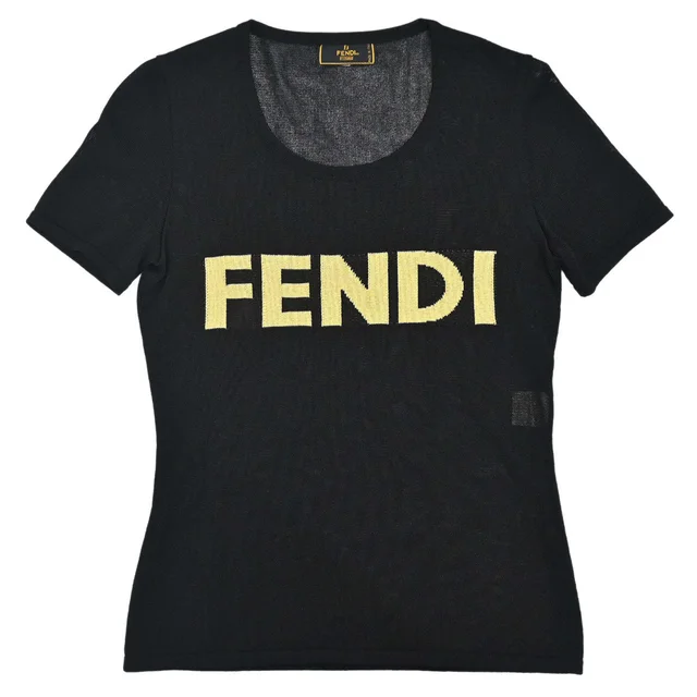 Fendi T-shirt Mesh Top Black in Black Nylon from AMORE Vintage Tokyo