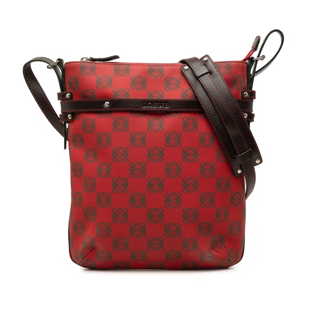 Red LOEWE Anagram Coated Canvas Crossbody in Red Coated canvas from Designer Revival, photo 1 of 1