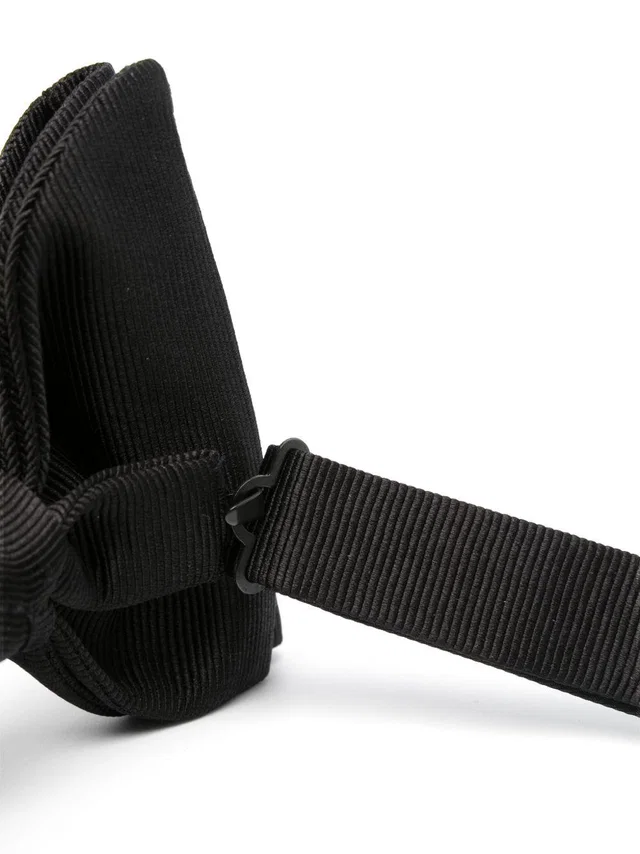 Tom Ford Silk With Grosgrain Trim Bow Tie — Black Ties in Black Silk from HEWI